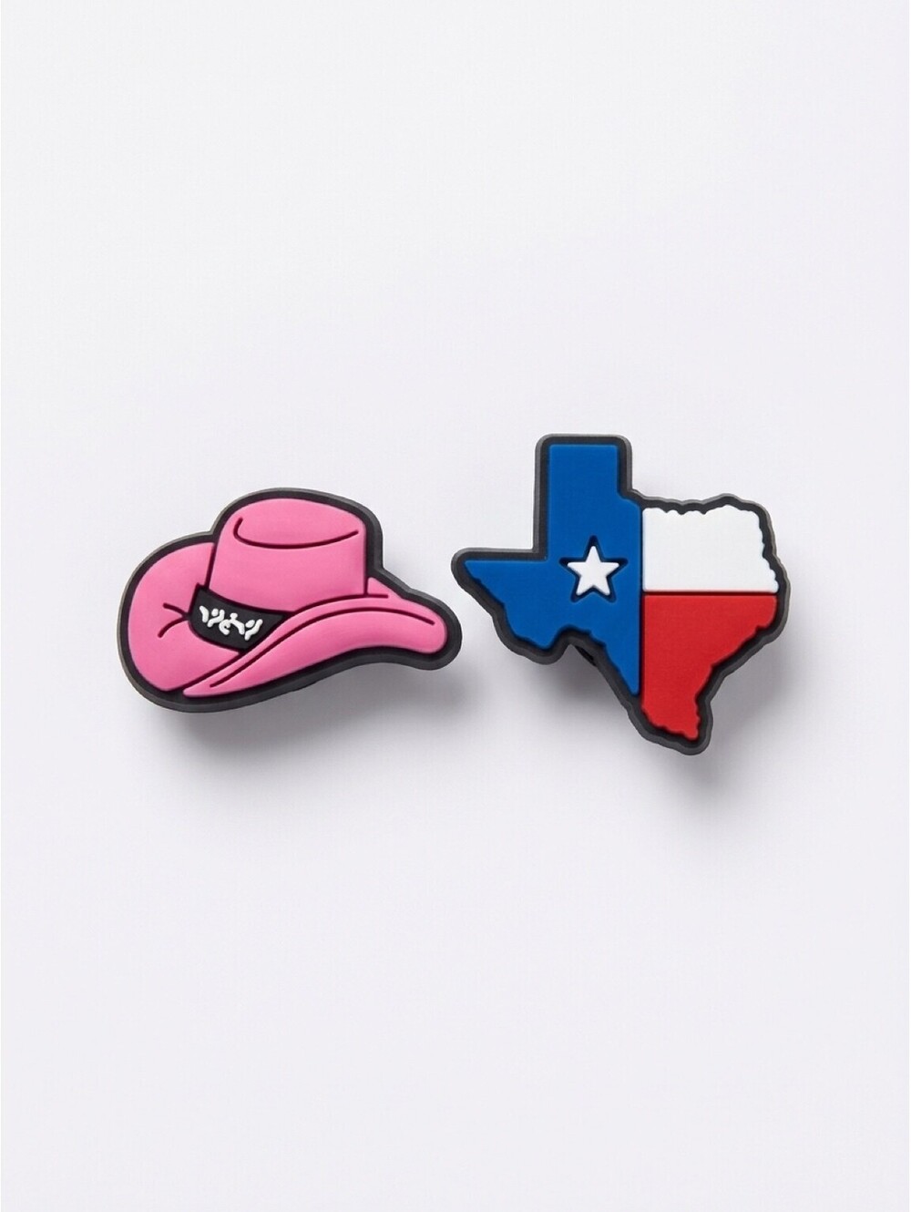 Jibbitz Pink Cowgirl Cowboy Hat Texas Flag Shoe Charms Lot of 2 Western Crocs